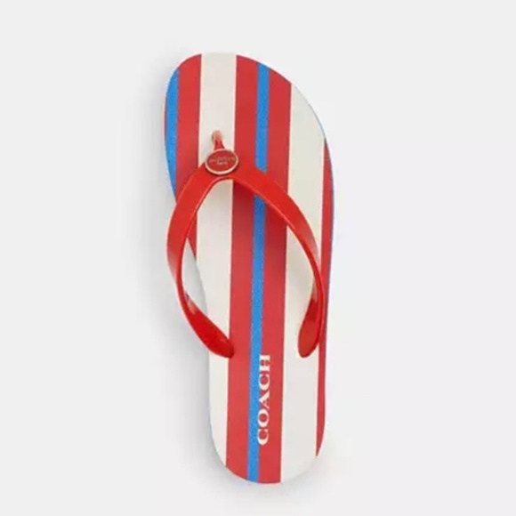 Coach Zayn Flip Flops Red White and Blue Stripes SZ 8 - Picture 15 of 15